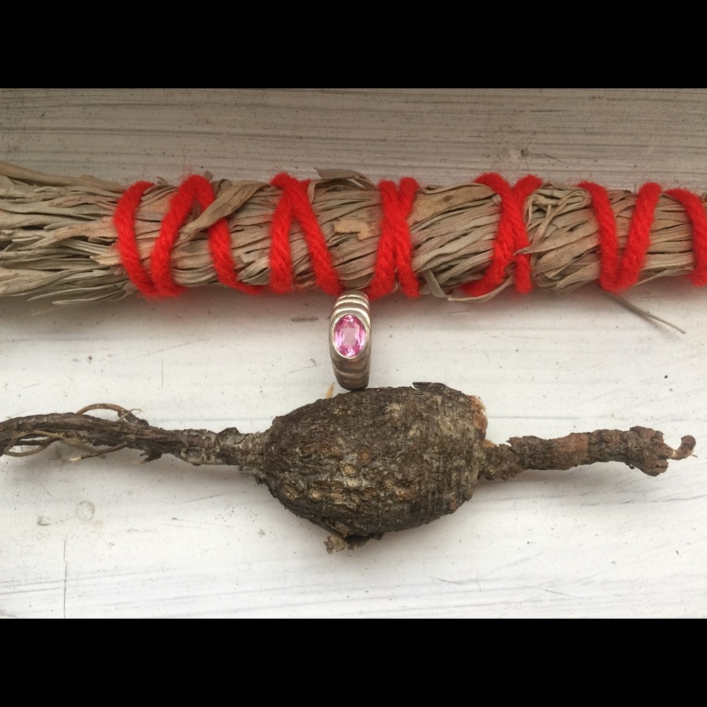 Vintage Sterling Silver Pink Stone Ring